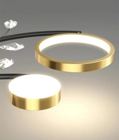 Lustra LED 128W Space Glam Gold 4, LED inclus, 9 surse de iluminare, Lumina: Cald, Natural, Rece